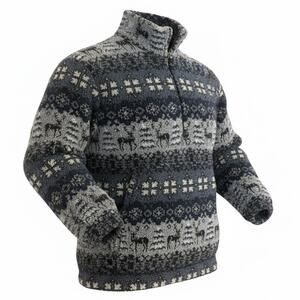 Woolrich Sherpa Fleece Half Zip Jacket Mens XL Deer Blue Gray Nordic USA VTG